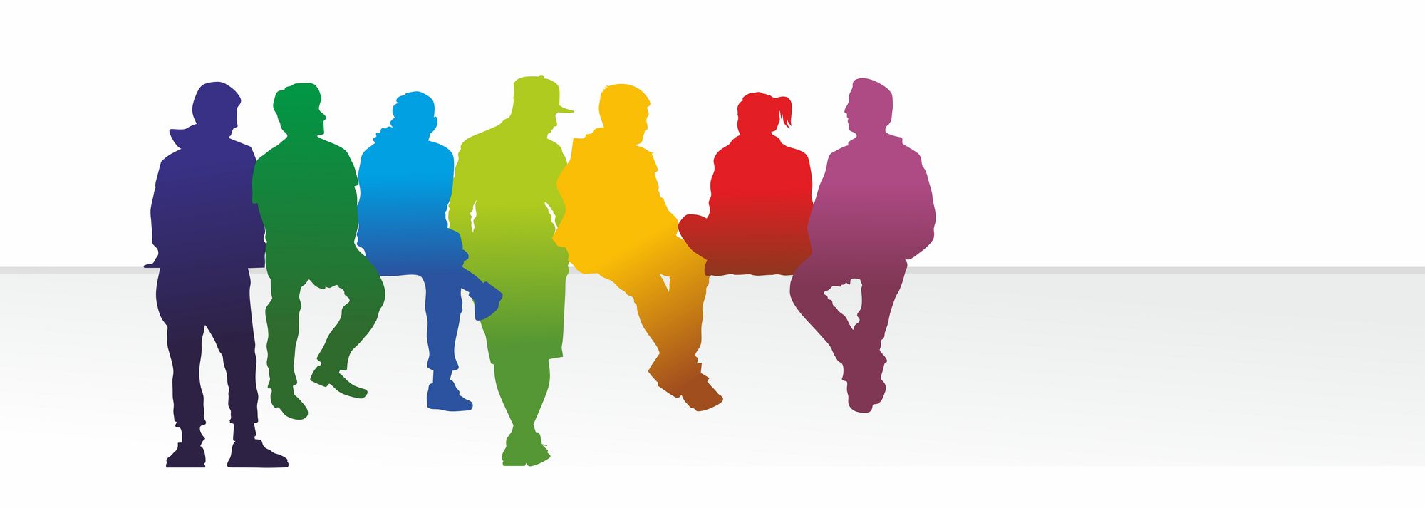 Illustration von Silhouetten von sitzenden Jugendlichen 